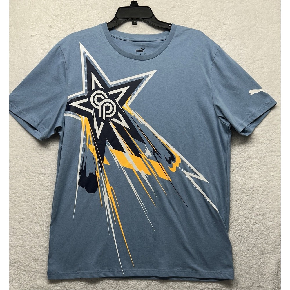 Puma Mens Size L Blue Short Sleeve Christian Pulisic Soccer Logo T Shirt (U4)